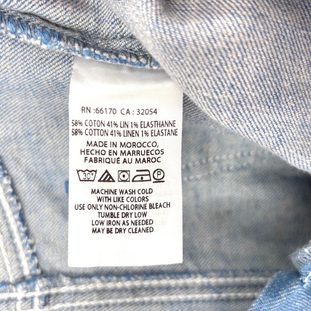 Pilcro Anthropologie High Waisted Wide Leg Chambray Trouser Jeans Sz 28 Linen - Picture 5 of 13